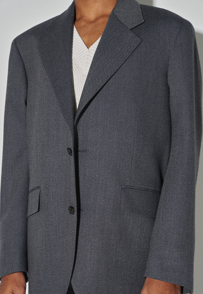 Tonywack - Relaxed Fit Tailored Blazer (Mid-Grey Herringbone) product image 4 | TRAB K-Fashion Australia