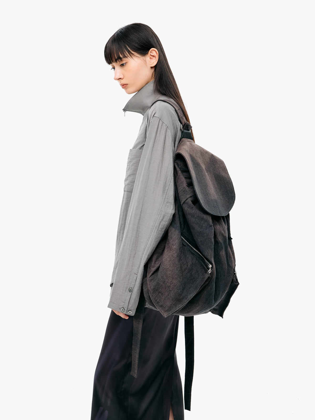 Jiyong Kim - Sun-Bleached Multi Pocket Backpack (Black) product image 2 | TRAB K-Fashion Australia