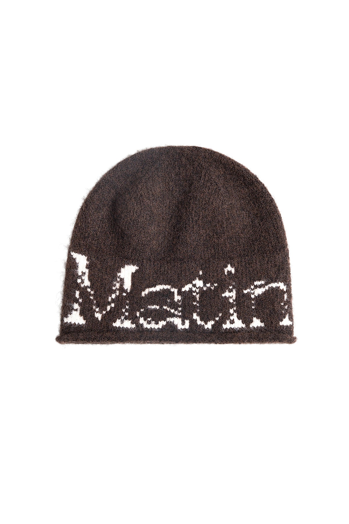 Matin Kim - Boucle Crack Logo Beanie (Brown) product image 1 | TRAB K-Fashion Australia