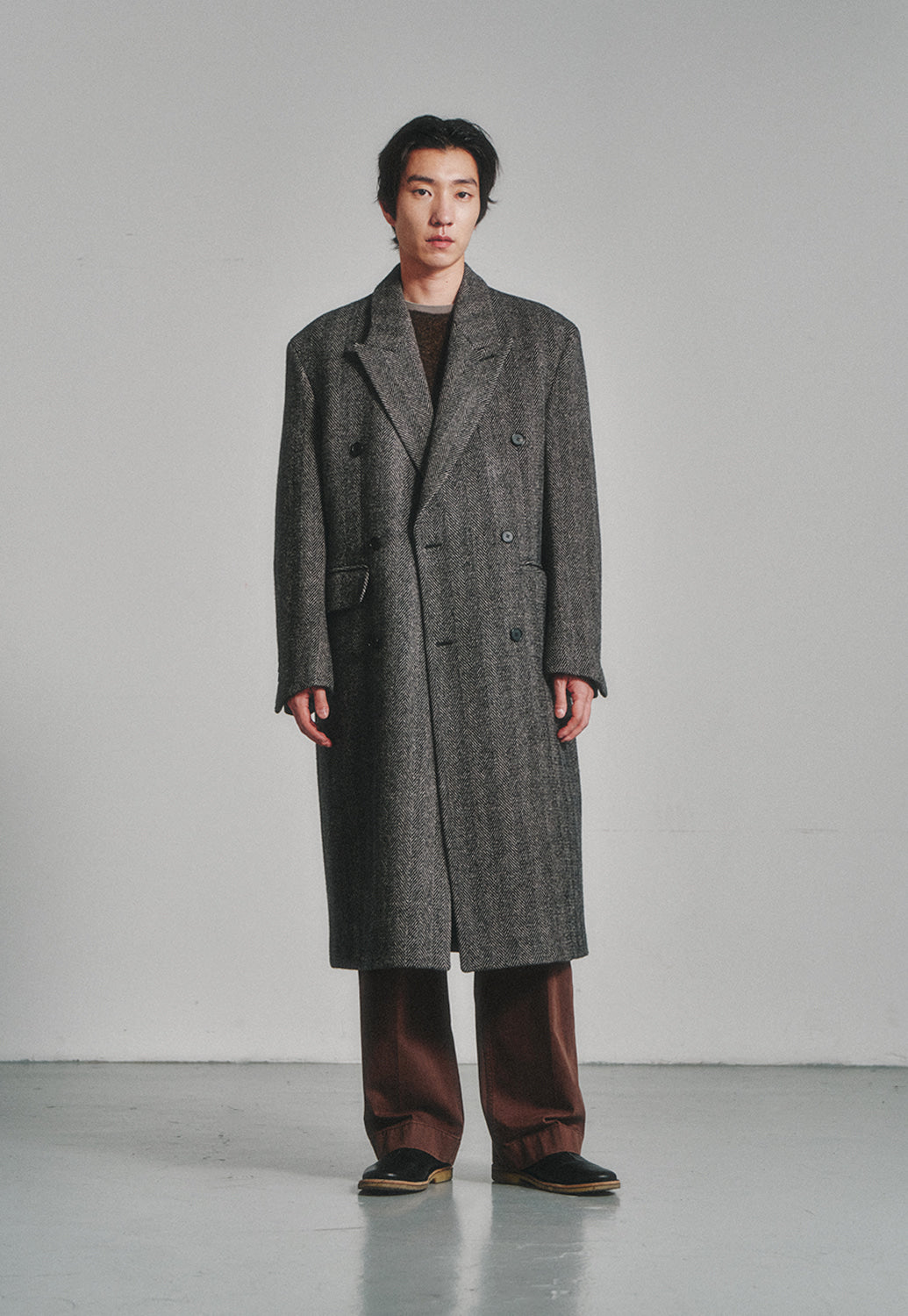 Art if acts - Leather Collar Double-Breasted Coat (Taupe) product image 2 | TRAB K-Fashion Australia