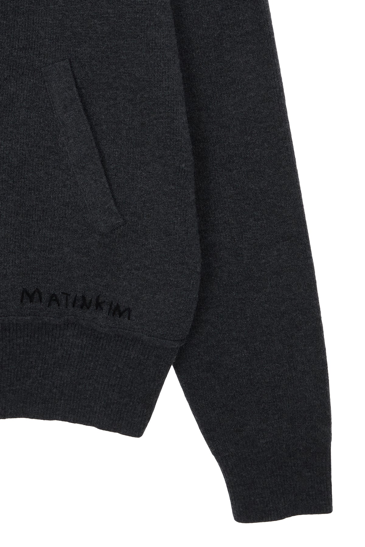 Matin Kim - Ribbed Knit Hoody Zip Up (Charcoal) product image 4 | TRAB K-Fashion Australia