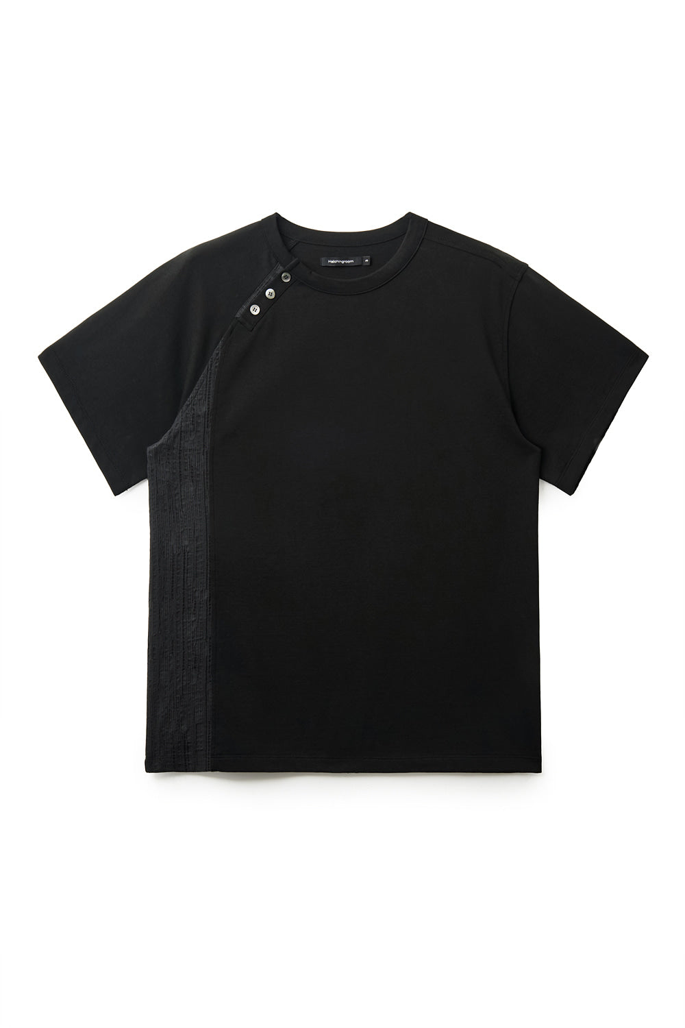 Hatchingroom - Curved Henley Neck Tee (Black) product image 1 | TRAB K-Fashion Australia