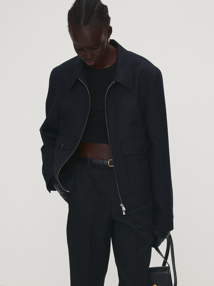Tonywack - Virgin Wool Military Blouson Jacket (Navy Stripe) product image 2 | TRAB K-Fashion Australia
