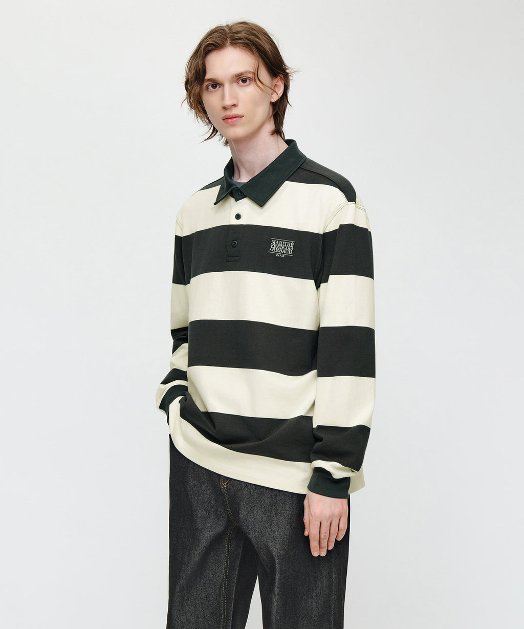 Marithe & Francois Girbaud - Small Classic Logo Rugby Collar Long Sleeve Tee (Charcoal) product image 2 | TRAB K-Fashion Australia