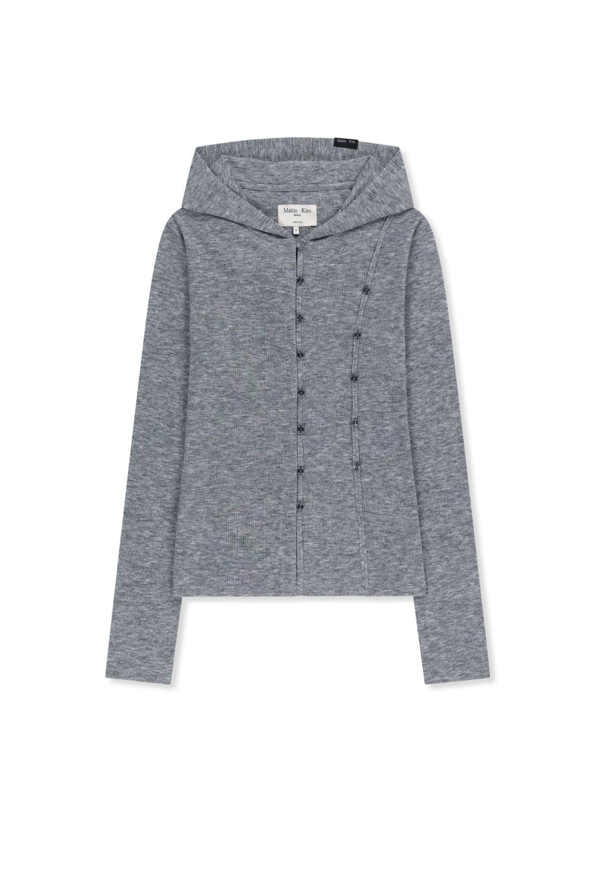 Matin Kim - Double Layer Button Hood Top (Grey) product image 1 | TRAB K-Fashion Australia