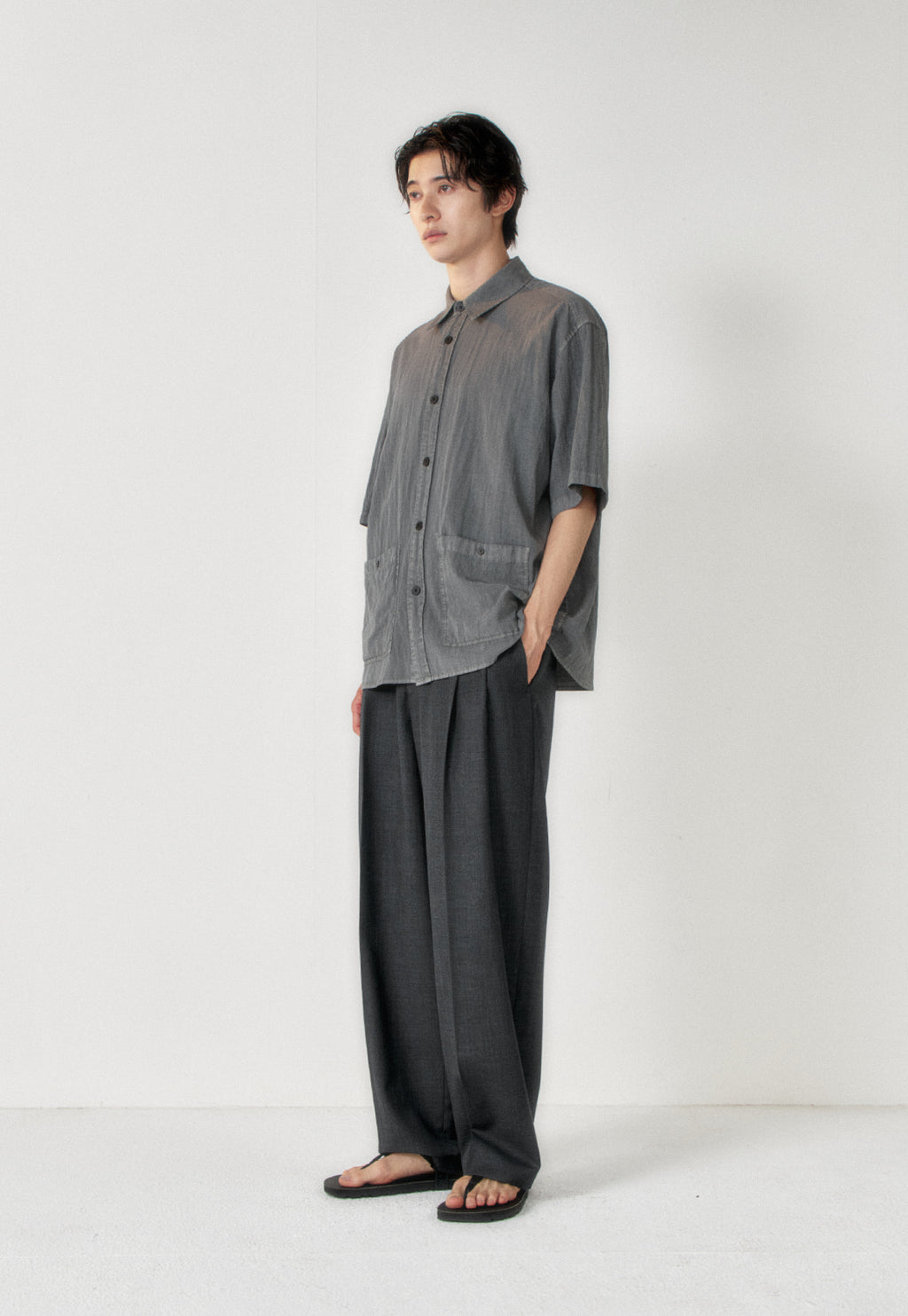 Art if acts - Garment Dyed Two Pocket Half Shirt (Vintage Charcoal) product image 2 | TRAB K-Fashion Australia