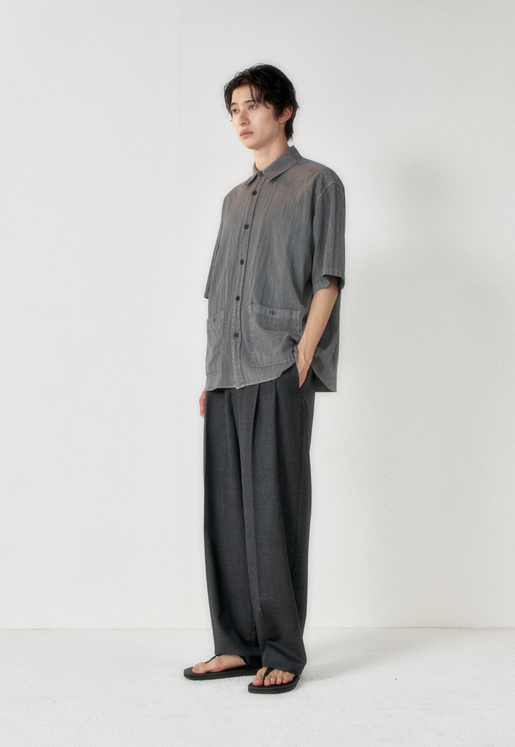 Art if acts - Garment Dyed Two Pocket Half Shirt (Vintage Charcoal) product image 2 | TRAB K-Fashion Australia