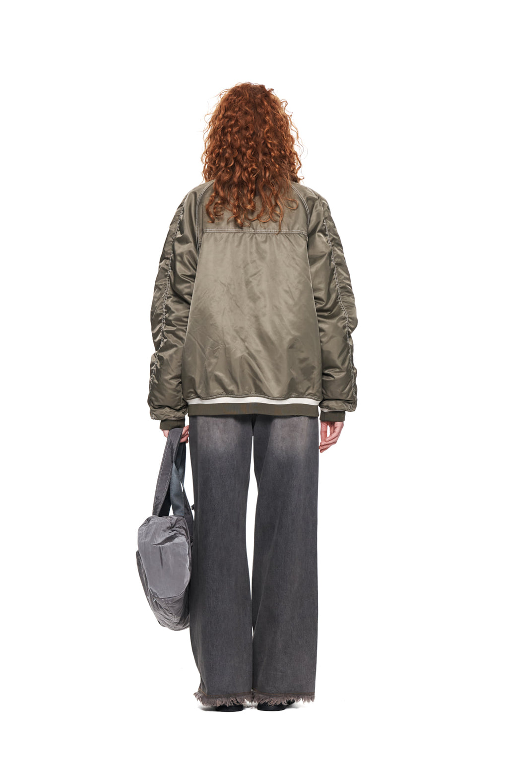 Matin Kim - Raglan Stitch Varsity Jumper (Khaki) product image 7 | TRAB K-Fashion Australia