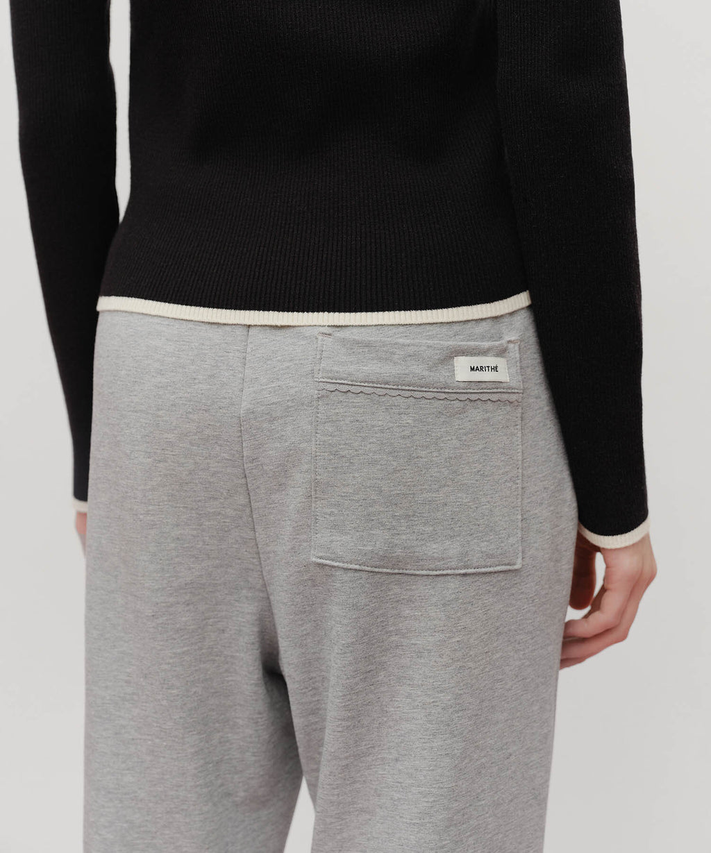 Marithe & Francois Girbaud - Lace Point Boots Cut Sweat Pants (Heather Gray) product image 3 | TRAB K-Fashion Australia