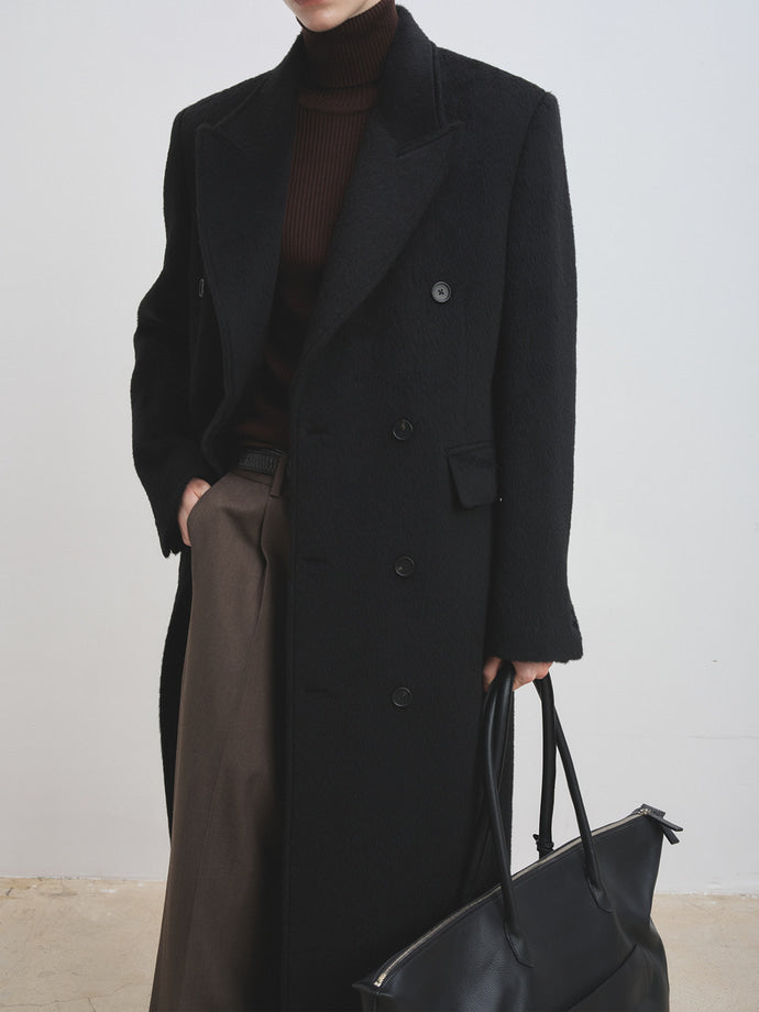 Tonywack - Wool And Alpaca Fitted Double-Breasted Maxi Coat (Black) product image 8 | TRAB K-Fashion Australia