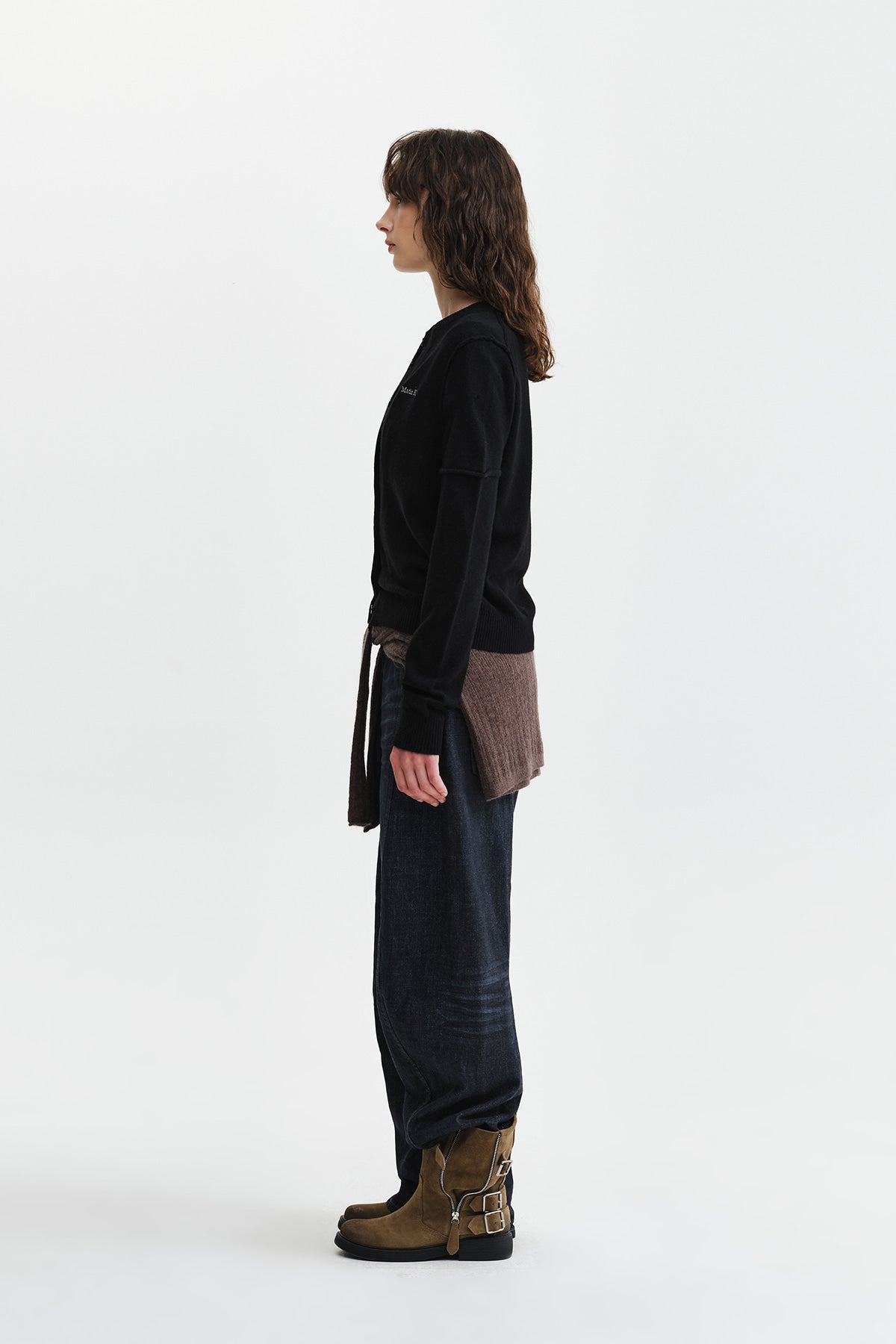 Matin Kim - Cashmere Blended Cutline Round Cardigan (Black) product image 7 | TRAB K-Fashion Australia