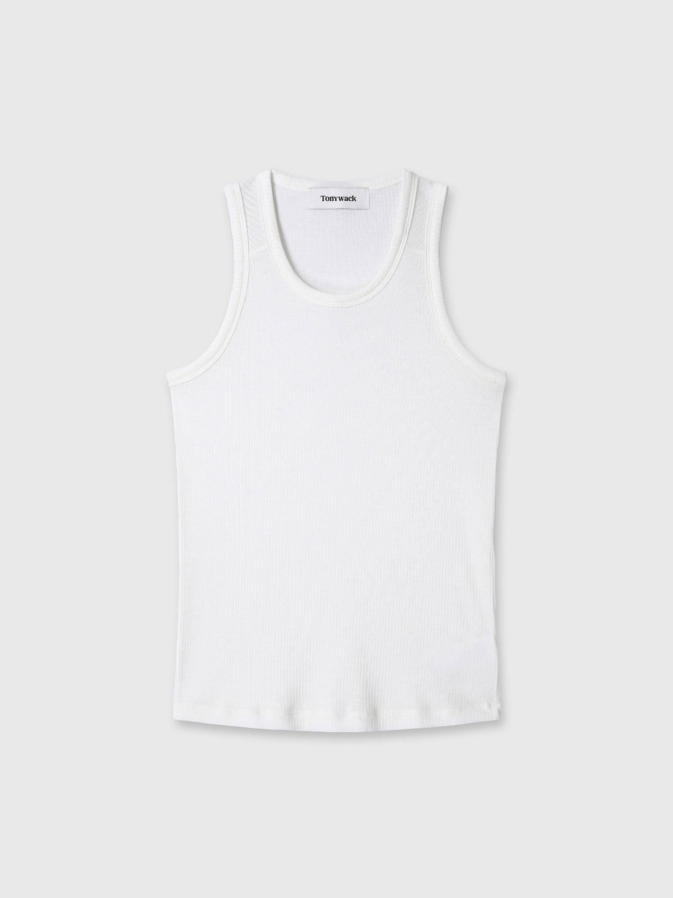 Tonywack - Silk Lyocell Rib Tank Top Japanese Fabric (White) product image 7 | TRAB K-Fashion Australia
