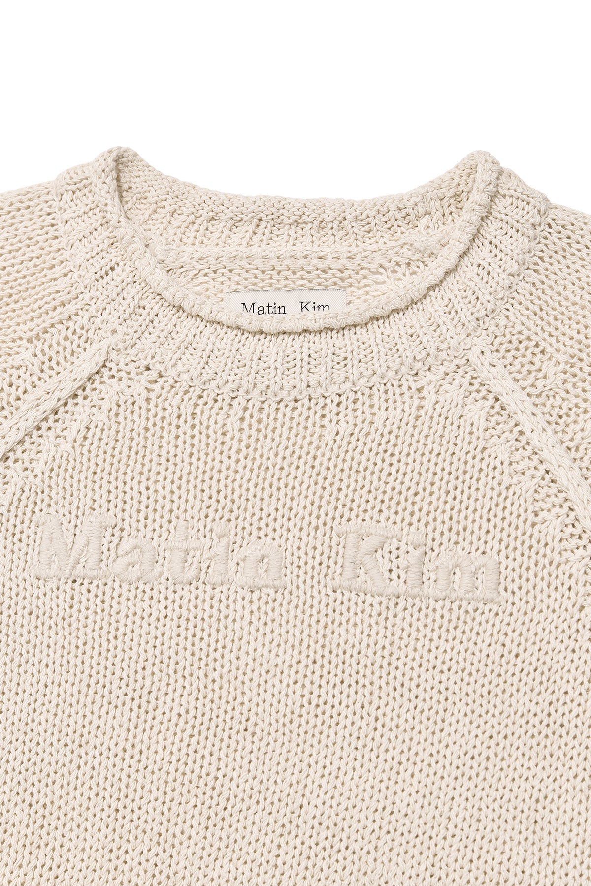 Matin Kim - Three Quarter Sleeve Logo Knit Pullover (Beige) product image 3 | TRAB K-Fashion Australia