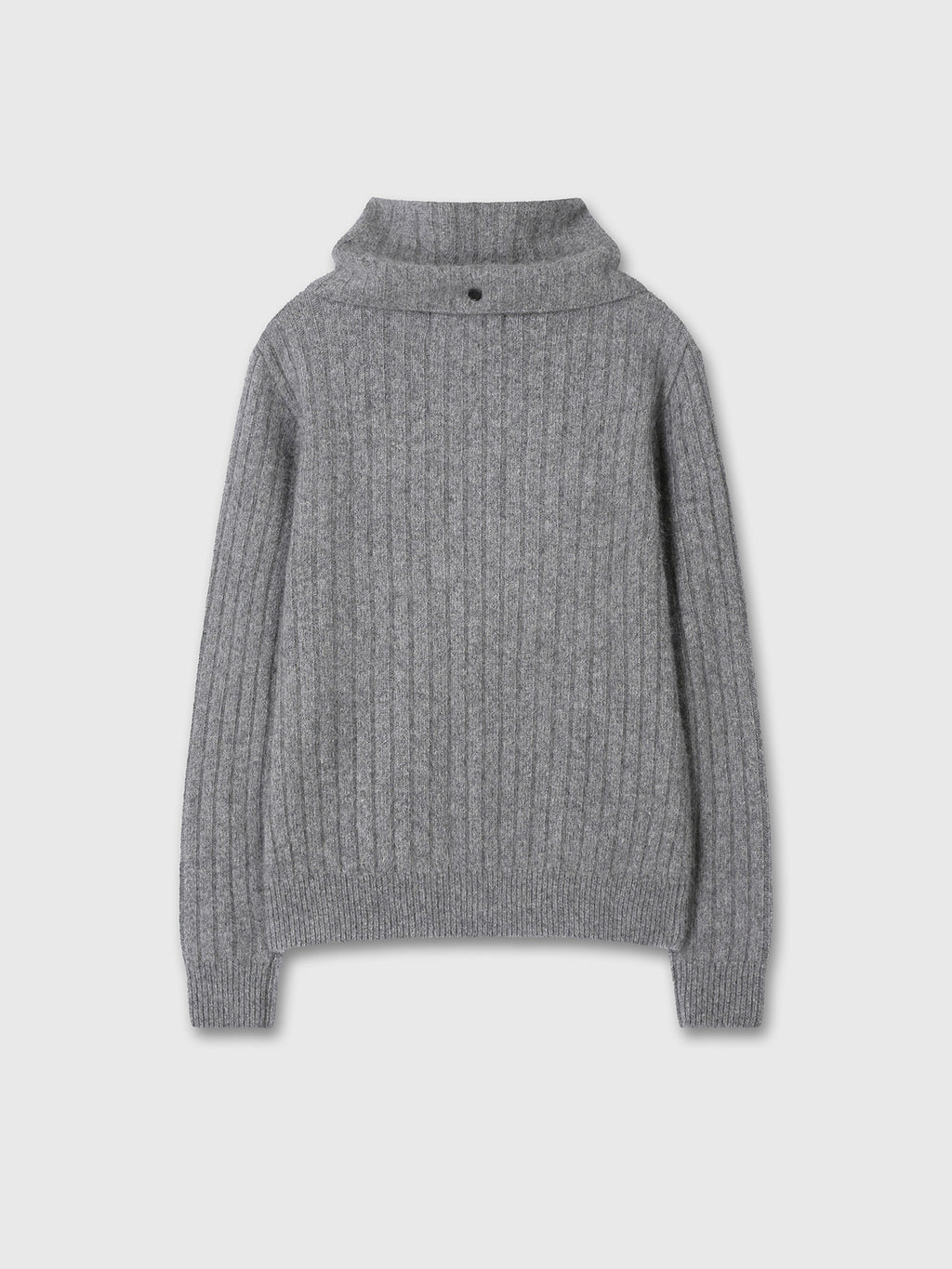 Tonywack - Superfine Merino Wool Tube Scarf Attaced Ribbed Sweater (Melange Grey) product image 13 | TRAB K-Fashion Australia