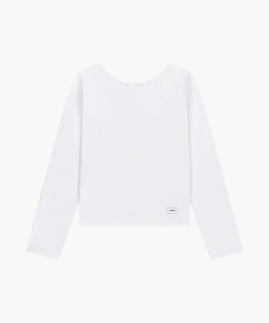 Marithe & Francois Girbaud - Basic Scoop Back Long Sleeve (White) product image 6 | TRAB K-Fashion Australia