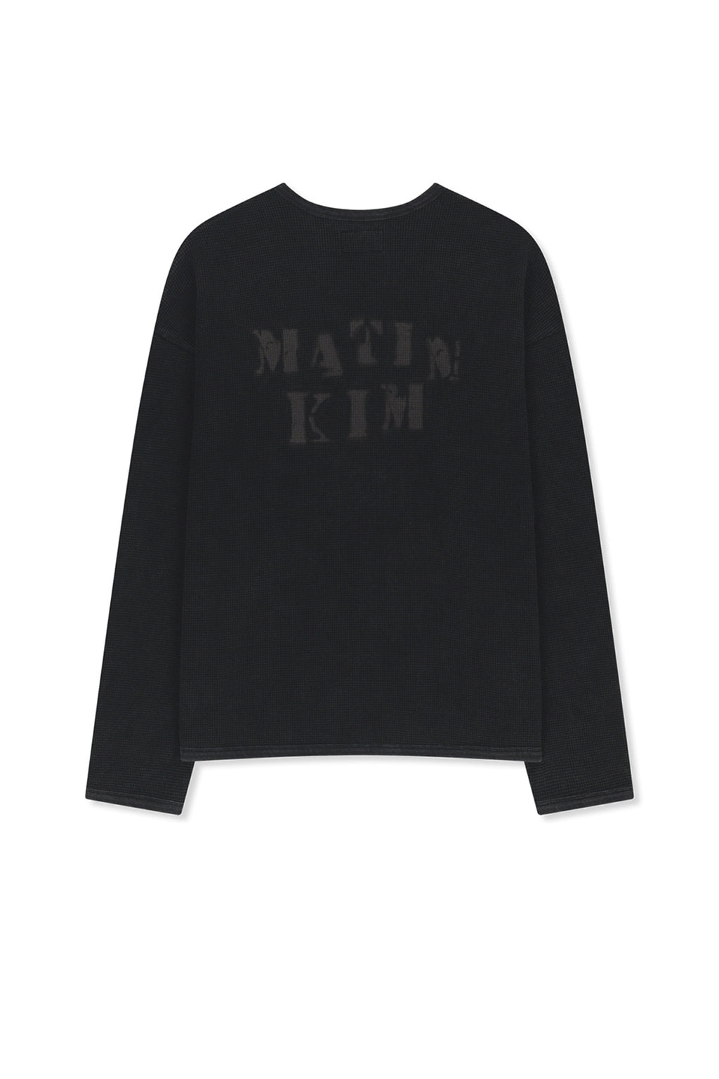 Matin Kim - Matin Washed Waffle Henley Neck Top (Charcoal) product image 3 | TRAB K-Fashion Australia