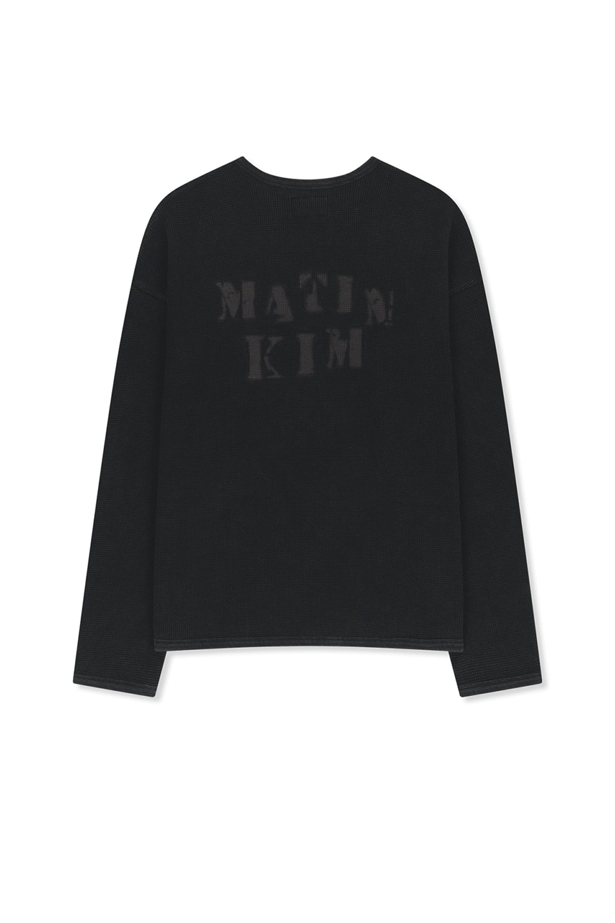 Matin Kim - Matin Washed Waffle Henley Neck Top (Charcoal) product image 3 | TRAB K-Fashion Australia