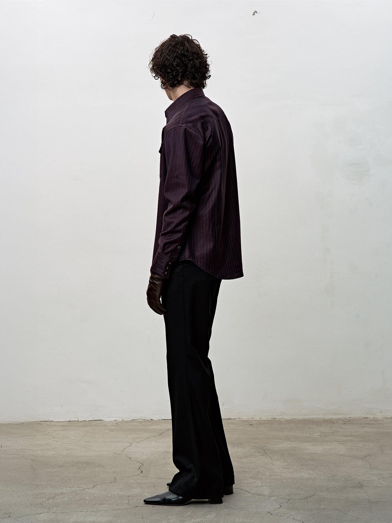 Tonywack - Striped Wool Western Shirt (Dark Burgundy) product image 3 | TRAB K-Fashion Australia