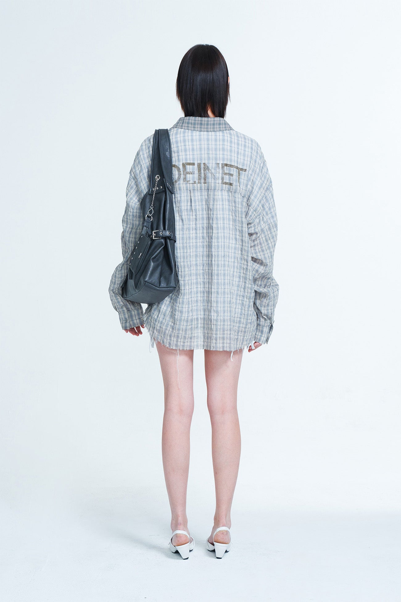 Deinet - Checkered Point Overfit Shirt (Sky Blue) product image 3 | TRAB K-Fashion Australia