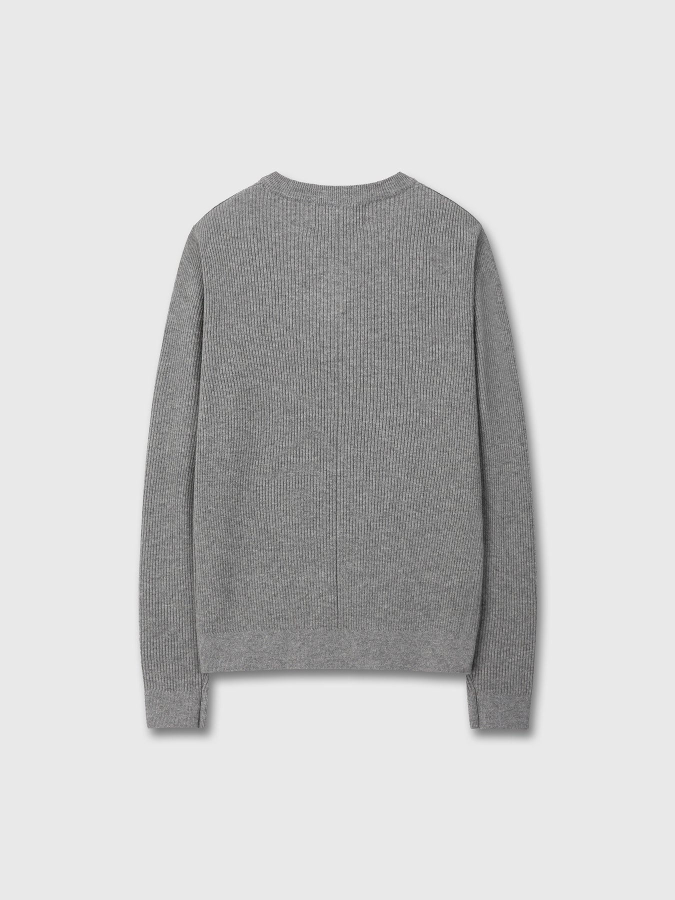 Tonywack - Super Fine Wool Ribbed V-Neck Sweater (Melange Grey) product image 9 | TRAB K-Fashion Australia