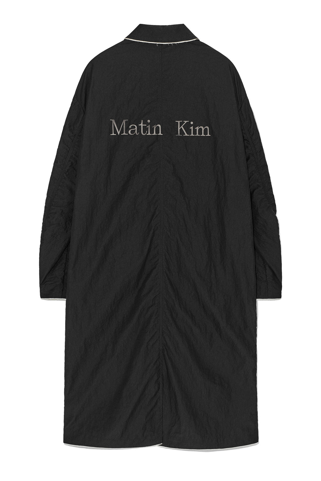 Matin Kim - Back Logo Point Nylon Long Coat (Black) product image 2 | TRAB K-Fashion Australia