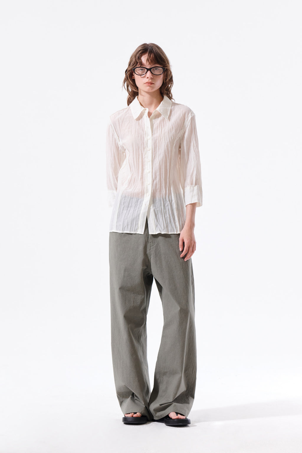 Matin Kim - Raw Edge Crinkle Blouse (Cream) product image 9 | TRAB K-Fashion Australia