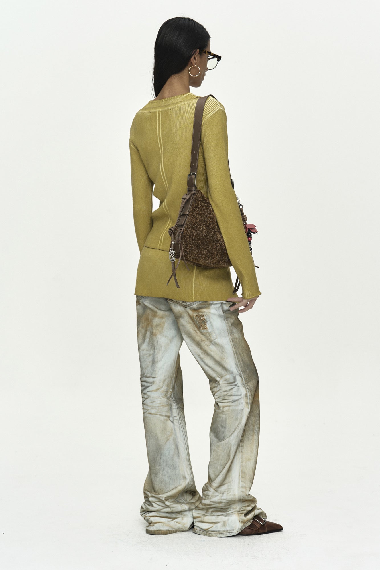 Andersson Bell - Vintage-Dye Layered Knit Cardigan (Marigold) product image 3 | TRAB K-Fashion Australia