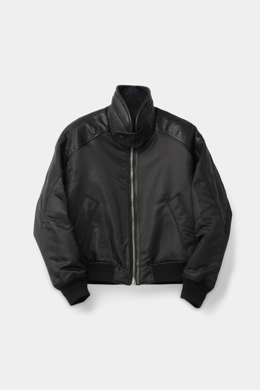 Coor - Highneck Shearling Mixed Ma-1 Jumper (Black) product image 1 | TRAB K-Fashion Australia