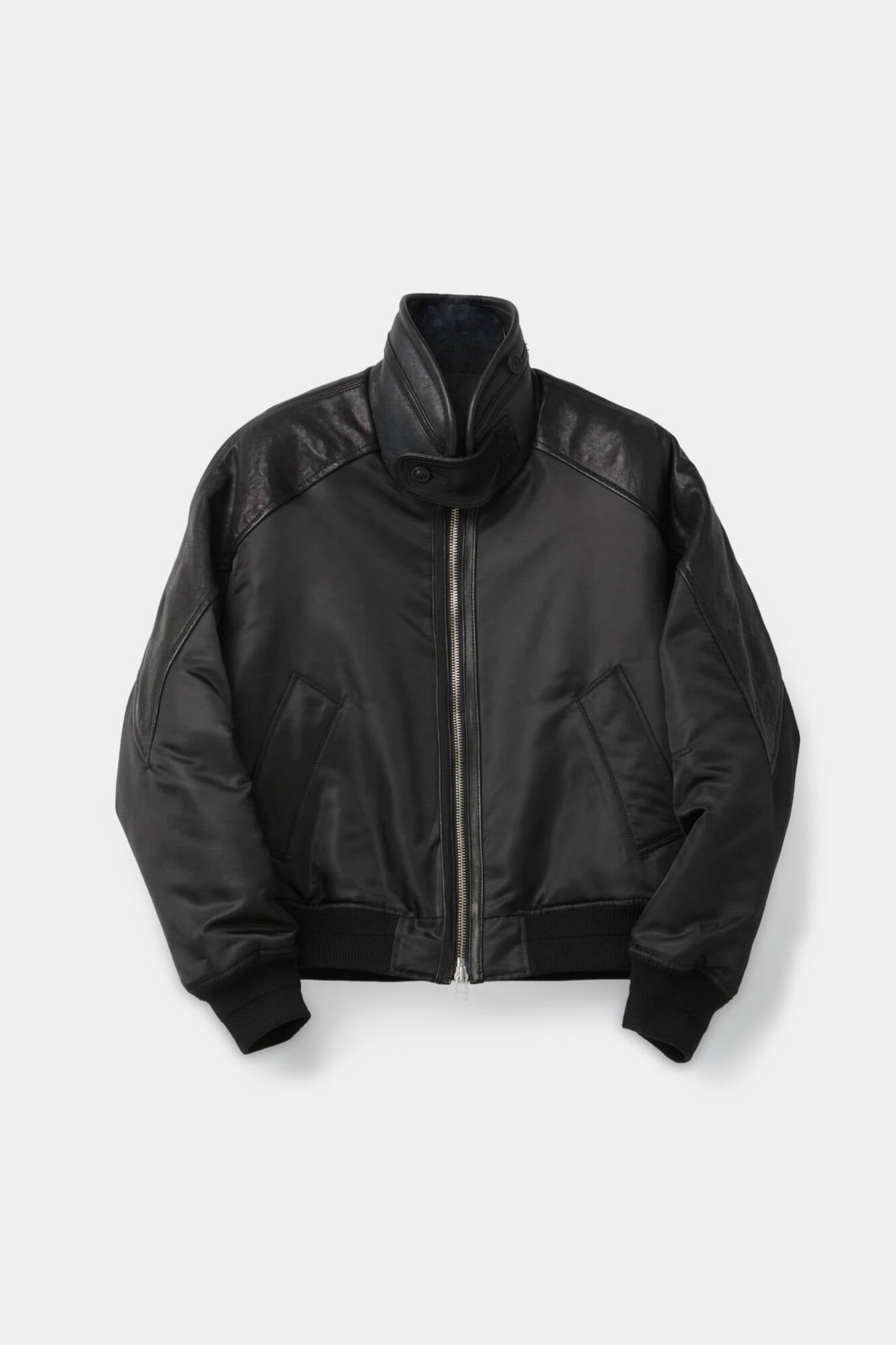 Coor - Highneck Shearling Mixed Ma-1 Jumper (Black) product image 1 | TRAB K-Fashion Australia