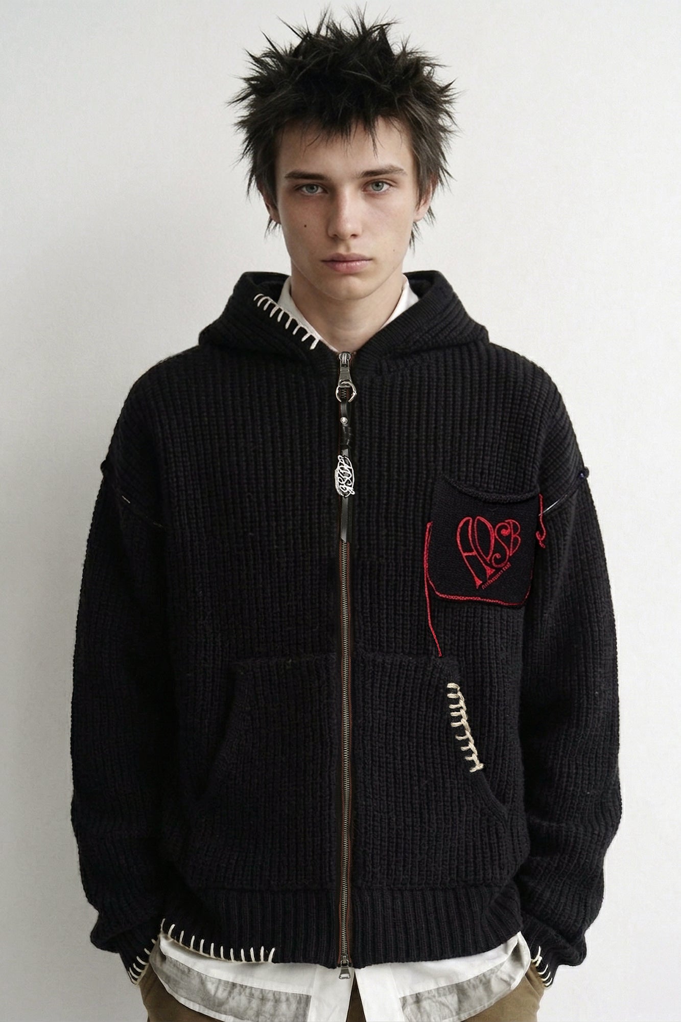 Andersson Bell - Unisex Heart Logo Hood Zip-Up Sweater (Black) product image 11 | TRAB K-Fashion Australia
