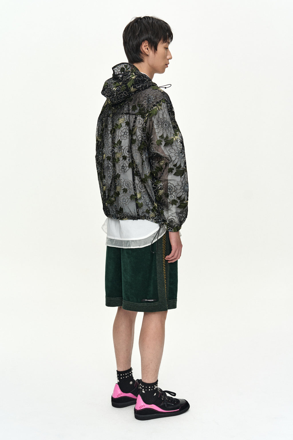 Andersson Bell - Flower Embroidery Sheer Hoodie Jacket (Black) product image 3 | TRAB K-Fashion Australia