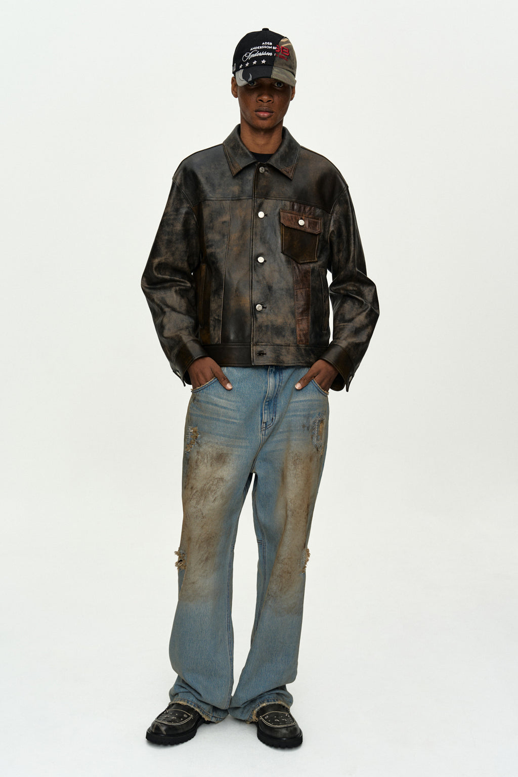 Andersson Bell - Unisex Destroyed Wide-Leg Jeans (Blue) product image 2 | TRAB K-Fashion Australia