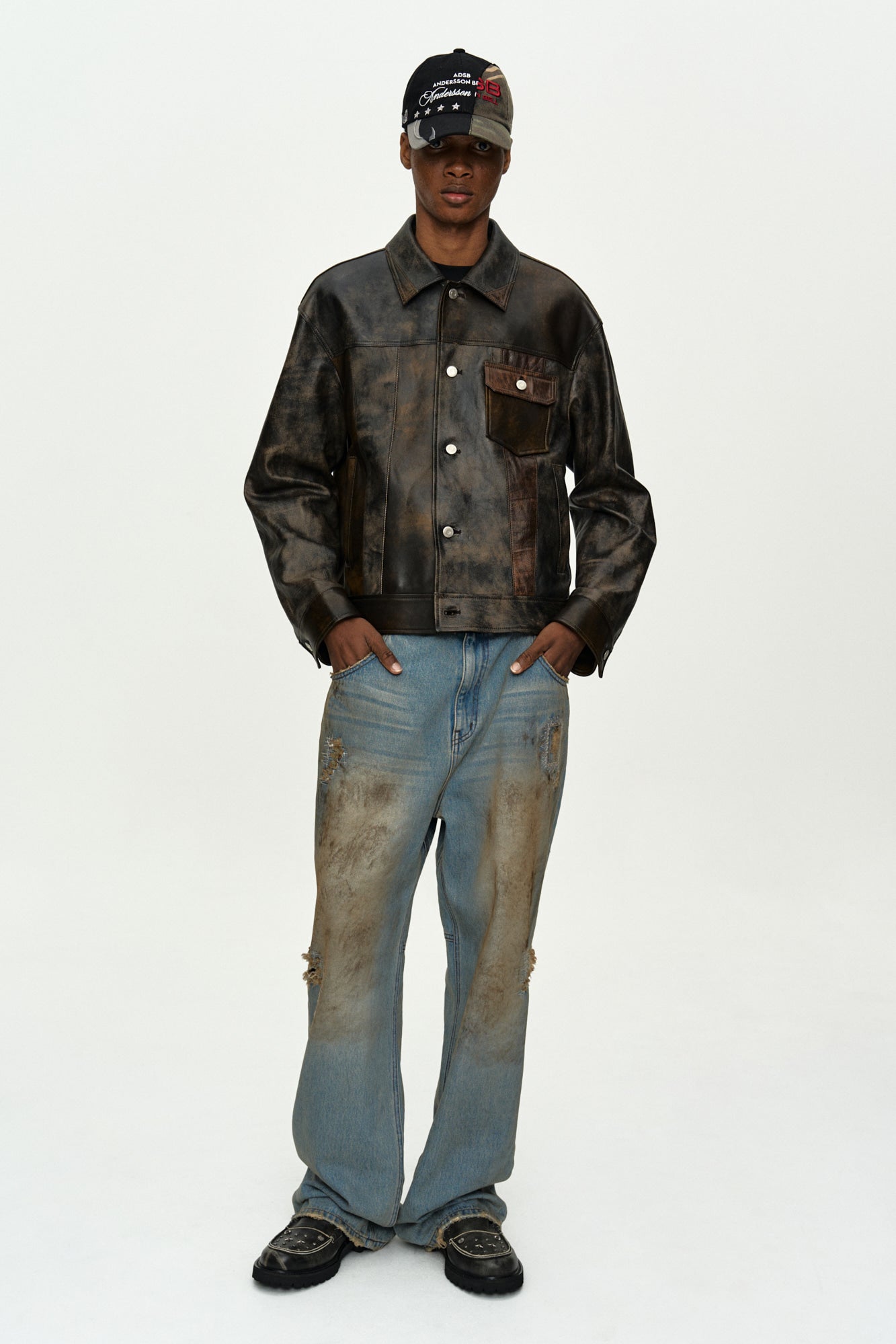 Andersson Bell - Unisex Destroyed Wide-Leg Jeans (Blue) product image 2 | TRAB K-Fashion Australia