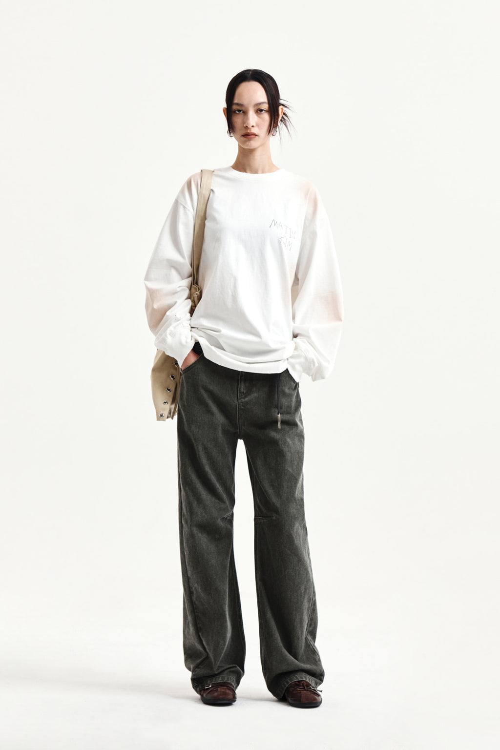 Matin Kim - Vintage Washed Logo Top (Ivory) product image 9 | TRAB K-Fashion Australia