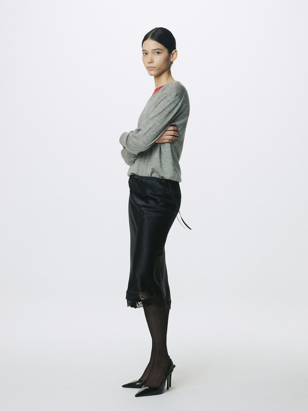 Tonywack - Silk Midi Skirt (Black) product image 7 | TRAB K-Fashion Australia