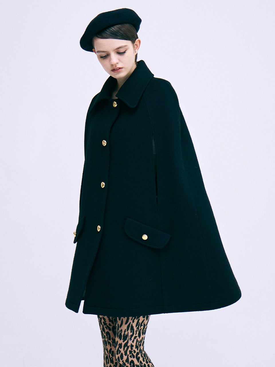 Mardi Mercredi - Wool Classic Cape (Black) product image 1 | TRAB K-Fashion Australia