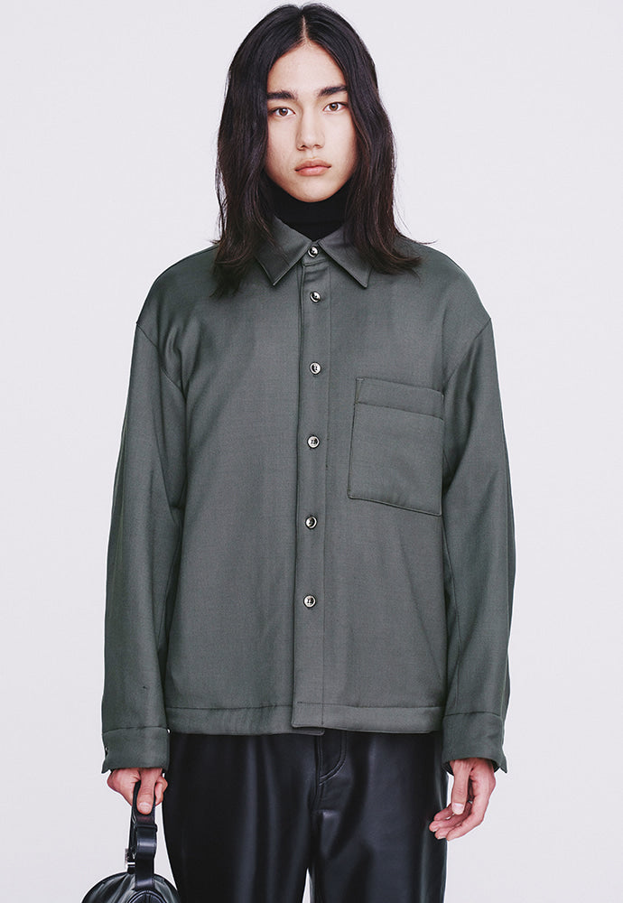 Tonywack - Hard Twist Wool Padded Shirt Jacket (Dark Olive) product image 6 | TRAB K-Fashion Australia