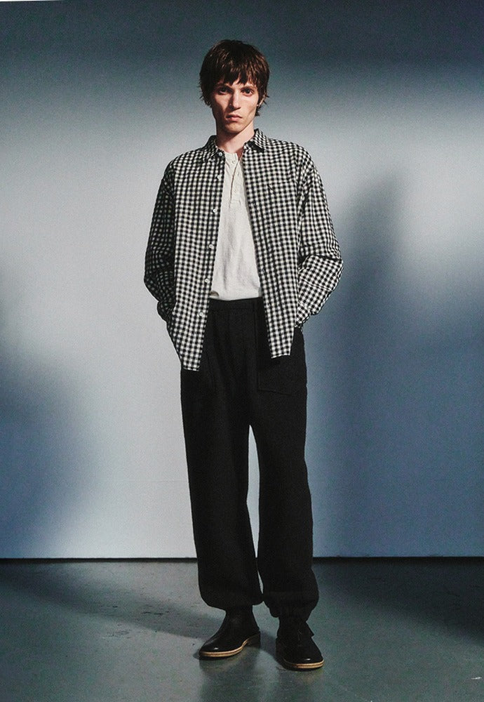 Art if acts - Gingham Check Oxford Shirt (Cream/Black) product image 1 | TRAB K-Fashion Australia