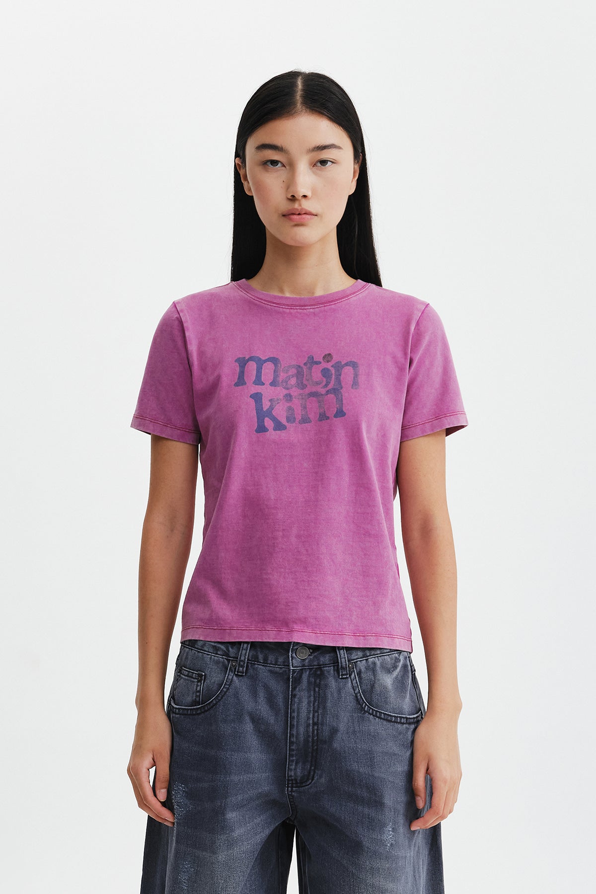 Matin Kim - Round Logo Graffiti Slim Top (Pink) product image 11 | TRAB K-Fashion Australia