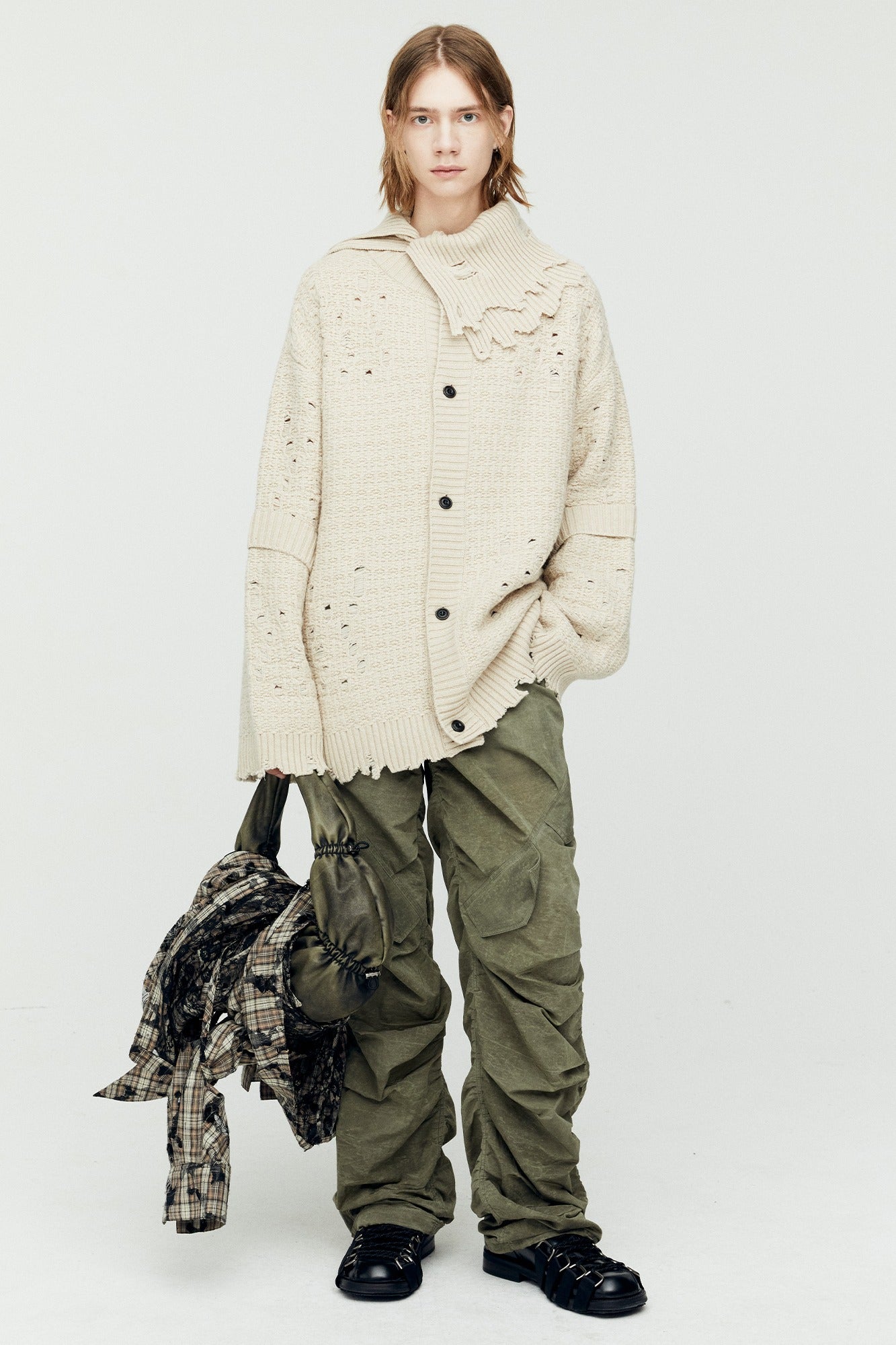 Andersson Bell - Roghen Wool Long Cardigan (Ecru) product image 1 | TRAB K-Fashion Australia