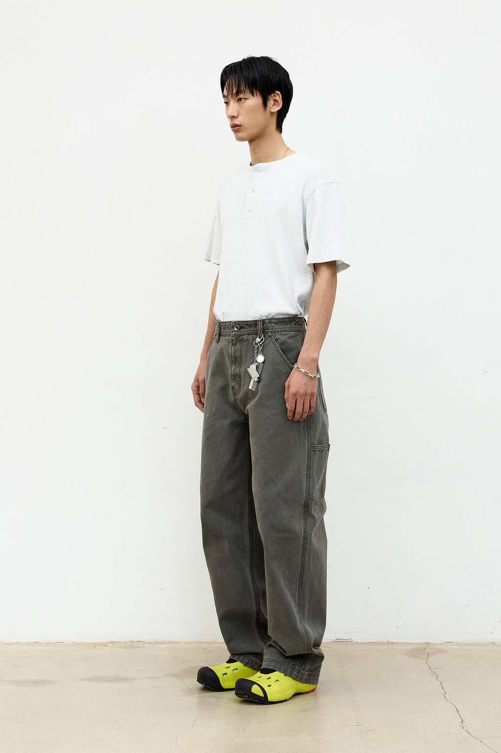 Coor - Waffle Henley T-Shirt (Light Gray) product image 3 | TRAB K-Fashion Australia