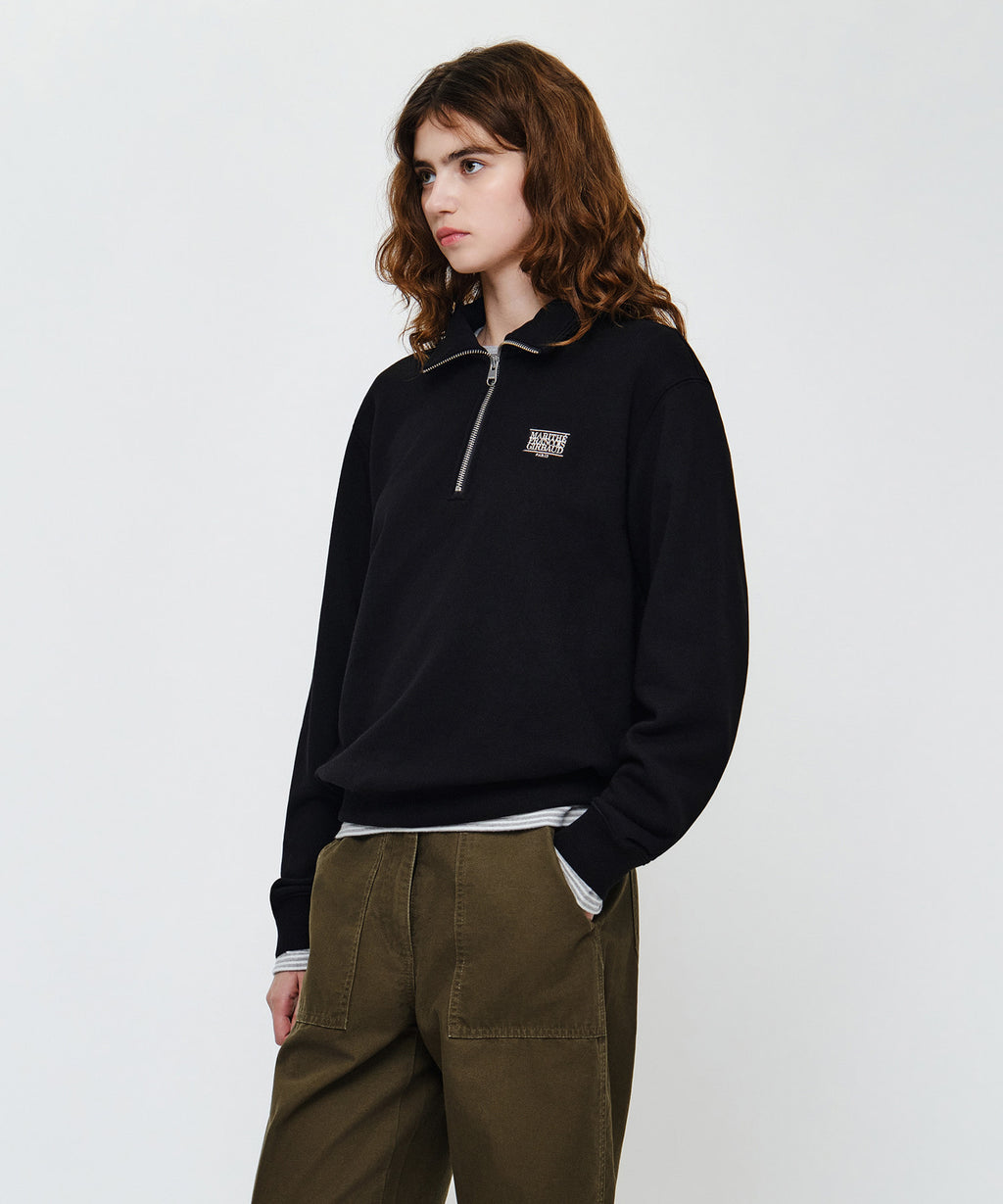 Marithe & Francois Girbaud - Small Classic Logo Half Zipup Sweatshirt (Black) product image 2 | TRAB K-Fashion Australia