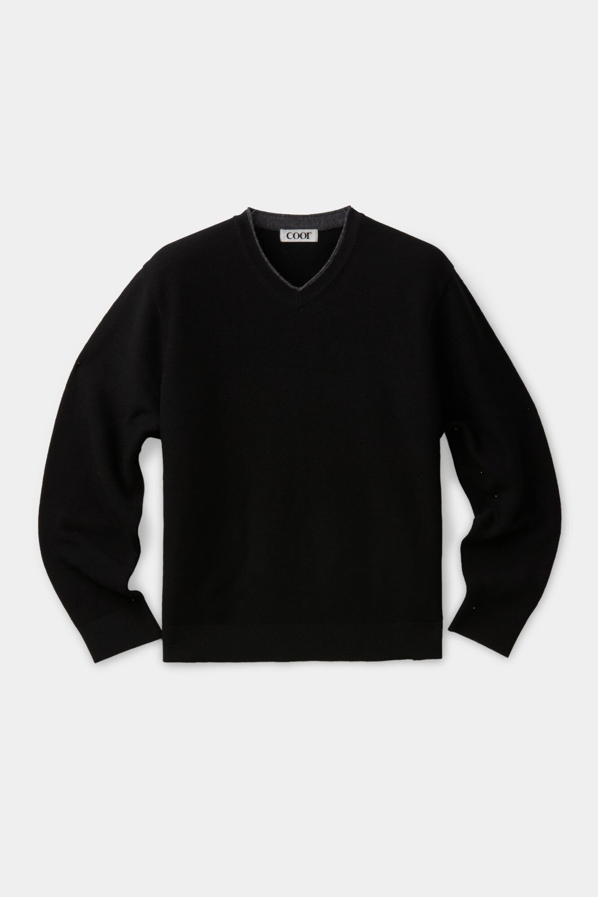 Coor - V-Neck Merino Wool Layered Sweater (Black) product image 1 | TRAB K-Fashion Australia