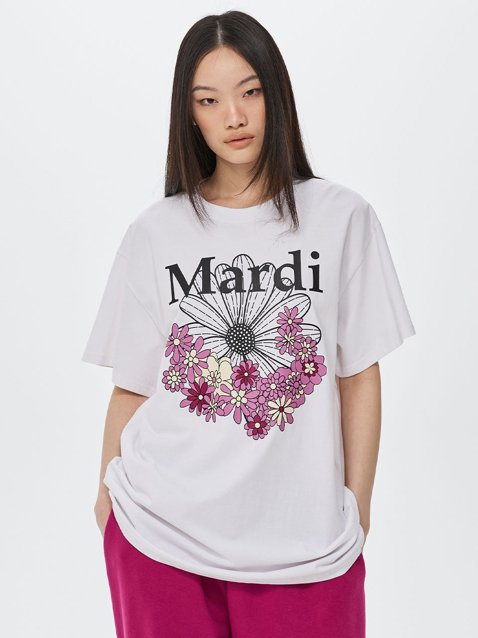 Mardi Mercredi - Unisex Tshirt Flowermardi Jardin Vvd (White Black) product image 1 | TRAB K-Fashion Australia