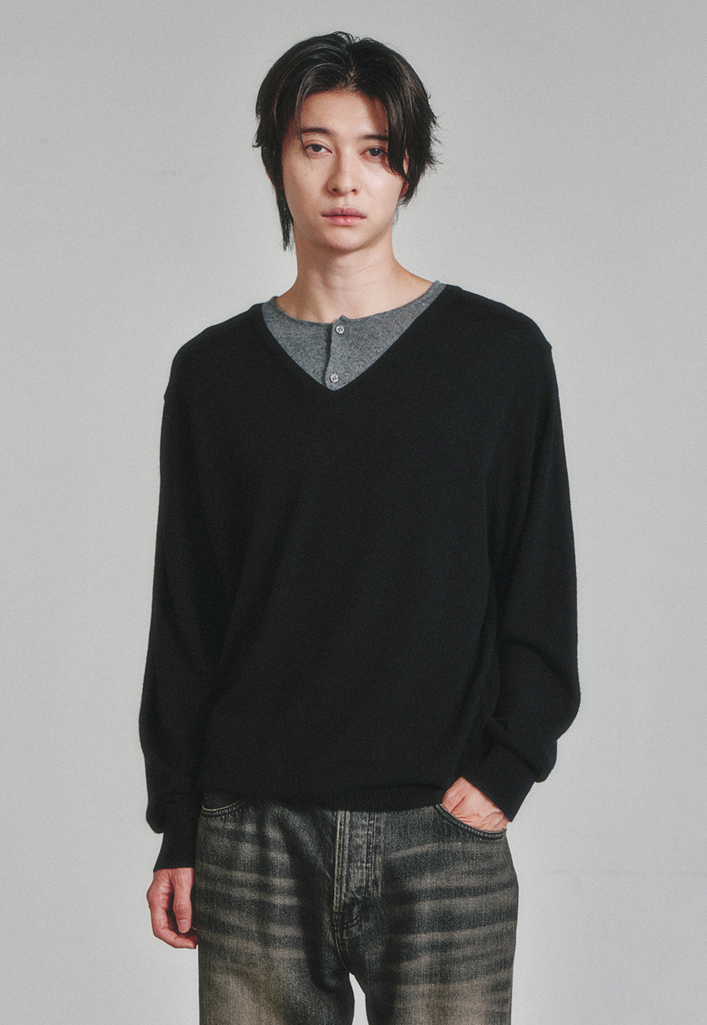 Art if acts - Union Henley (Black/Grey) product image 4 | TRAB K-Fashion Australia