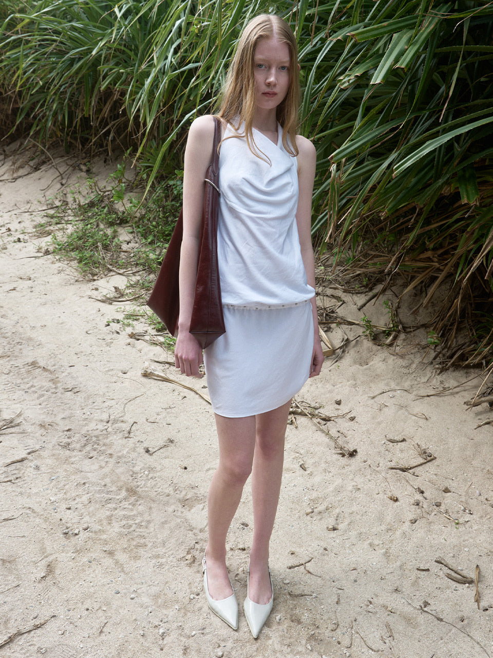 Kijun - Cowl Mini Dress (Off-White) product image 1 | TRAB K-Fashion Australia
