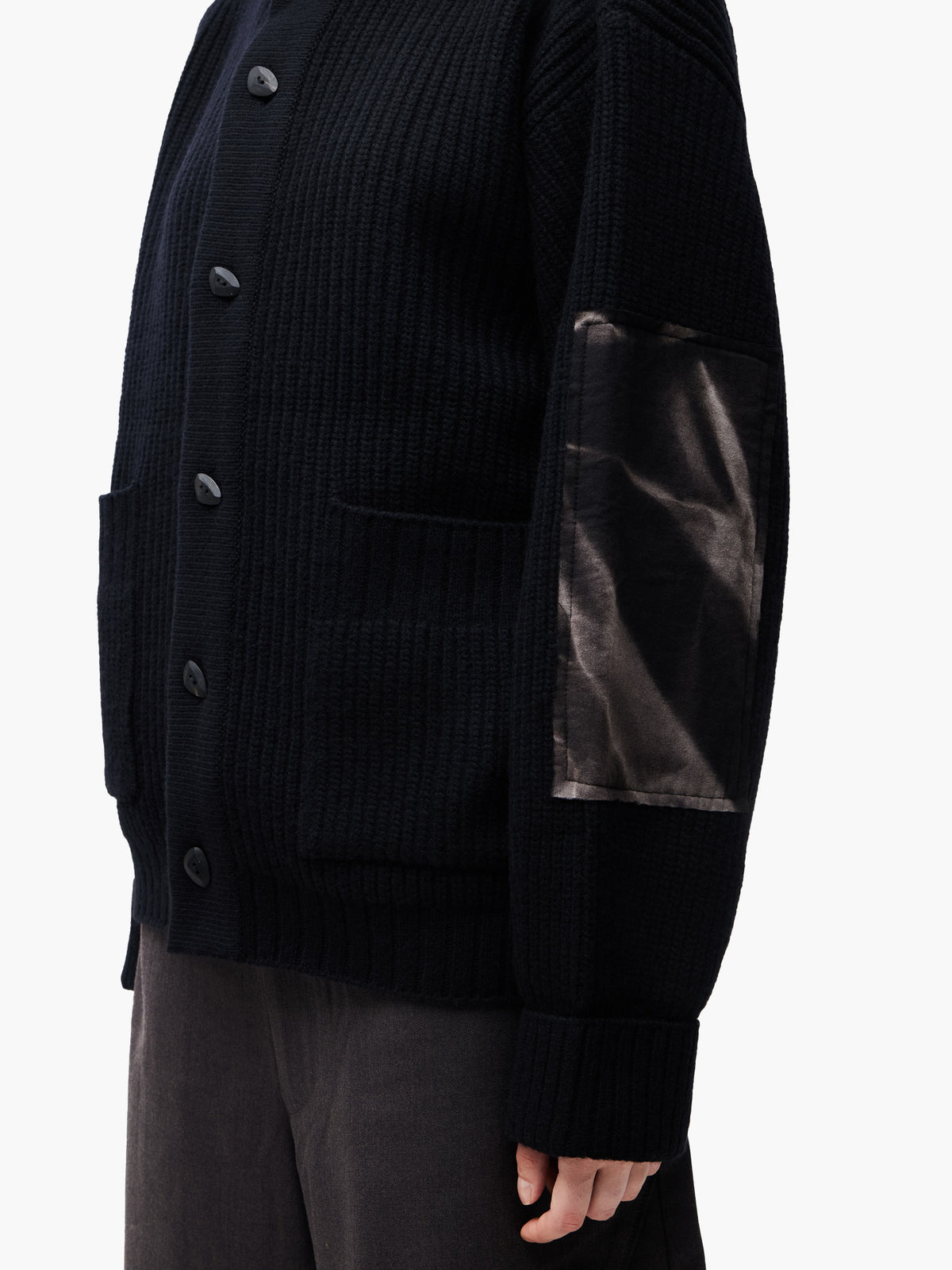 Jiyong Kim - Sun-Bleached Wide Collar Knit Cardigan (Black) product image 9 | TRAB K-Fashion Australia
