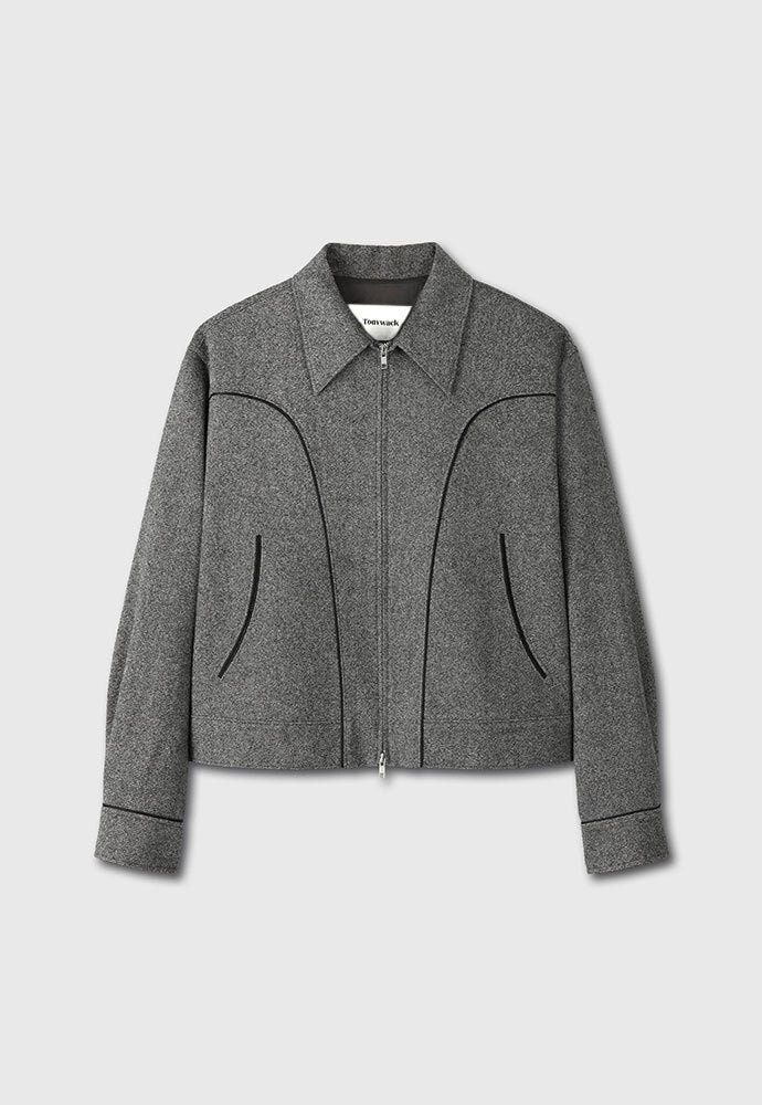 Tonywack - Caviar Wool Flannel Piping Western Jacket (Tweed Grey) product image 7 | TRAB K-Fashion Australia