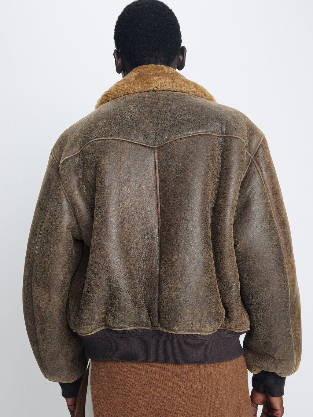 Tonywack - Lamb Shearling Leather Bomber Jacket (Faded Brown) product image 5 | TRAB K-Fashion Australia