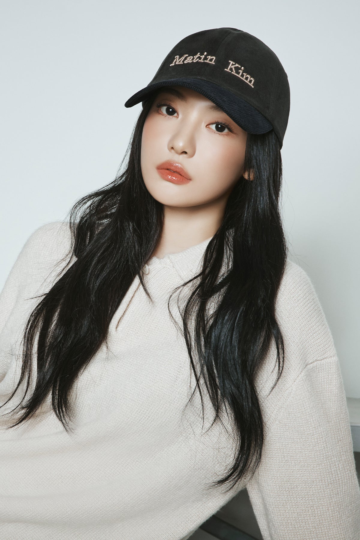 Matin Kim - Matin Classic Logo Corduroy Brim Ball Cap (Navy) product image 1 | TRAB K-Fashion Australia
